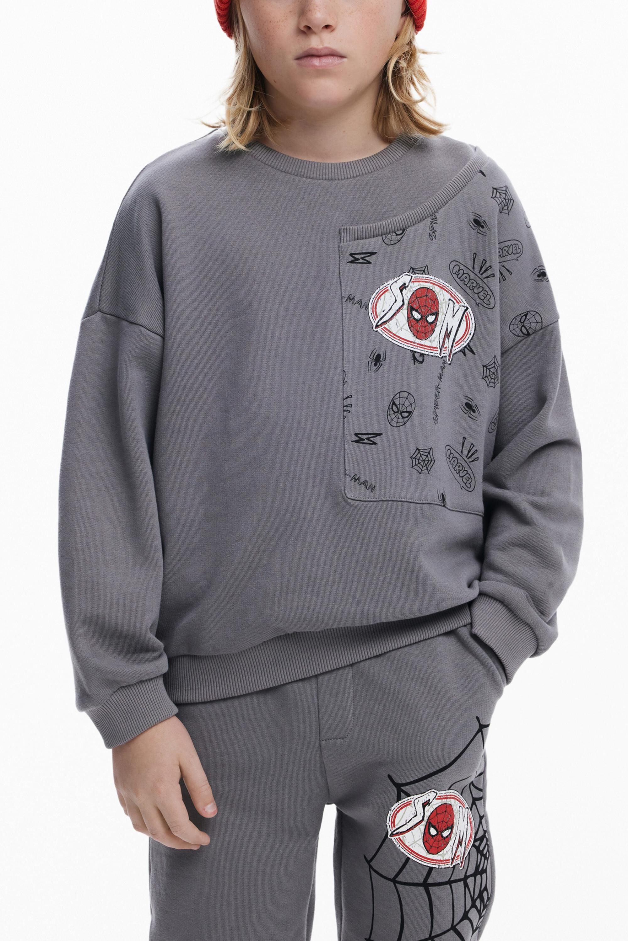 Desigual, Sudadera patch Spiderman, Algodon, Negro, 13/14